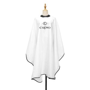 Pelerina alba pentru tuns cu guler din silicon