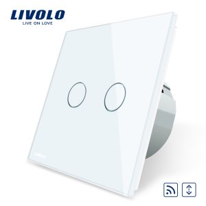 Intrerupator draperie wireless cu touch Livolo din sticla
