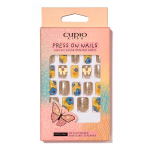 Set unghii false pentru copii Cupio Kids - Gold Flower