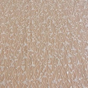 Dantela Couture cu Frunze, cu Perle si Paiete