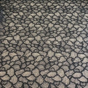 Dantela Neagra cu Model Geometric, cu Perle si Paiete