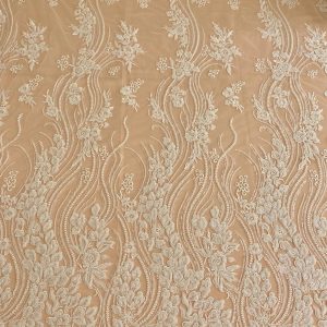 Dantela cu Model Floral, cu Perle si Paiete