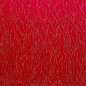 Dantela Couture Rosie cu Siraguri, cu Margele si Paiete