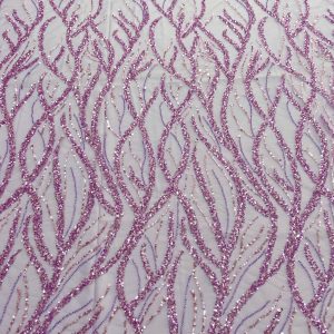 Dantela Couture Lavanda cu Siraguri, Margele si Paiete