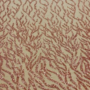 Dantela Couture Auriu Rose cu Siraguri, cu Margele si Paiete