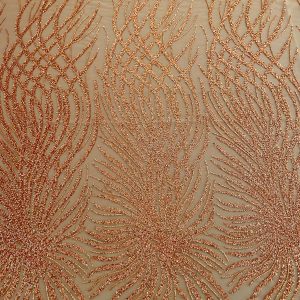 Dantela Couture Portocaliu Ars cu Siraguri, cu Margele si Paiete