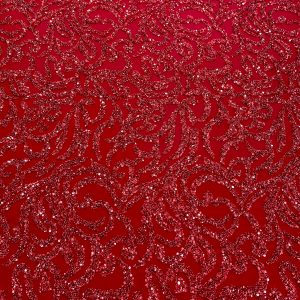 Dantela Couture Rosie cu Model Geometric, cu Margele si Paiete