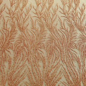 Dantela Couture Portocaliu Ars cu Siraguri, cu Margele si Paiete