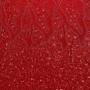 Dantela Couture Rosie cu Model Geometric si Flori, cu Margele si Paiete