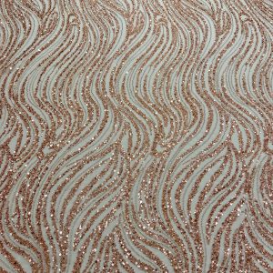 Dantela Couture Auriu Rose cu Model Liniar, cu Margele si Paiete