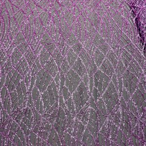 Dantela Couture Pudra cu Model Liniar, cu Margele si Paiete