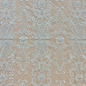 Dantela cu Model cu Gratar, Perle Sidefate si Paiete