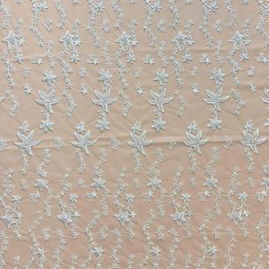 Dantela cu Model cu Stele, cu Cristale, Perle Sidefate si Paiete