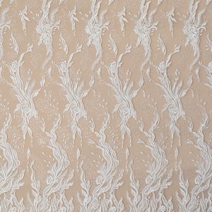 Dantela Couture Ivory cu Model Floral Liniar, cu Cristale, Perle si Paiete