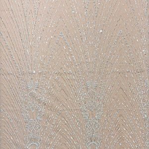 Dantela cu Model Liniar, cu Cristale, Perle Sidefate si Paiete