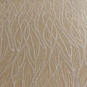 Dantela Couture Ivory cu Siraguri, cu Margele si Paiete