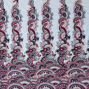 Dantela Neagra cu Model Geometric, cu Perle, Paiete si Margele