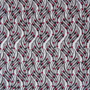 Dantela Neagra cu Model Liniar, cu Perle, Paiete, Margele si Flori 3D