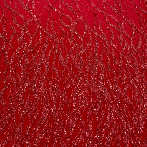 Dantela Couture Rosie cu Siraguri, cu Margele si Paiete