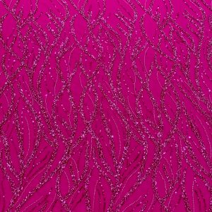 Dantela Couture Fucsia cu Siraguri, cu Margele si Paiete