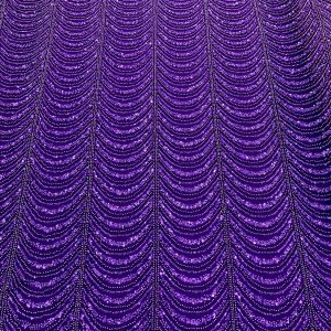 Dantela Couture Mov Inchis cu Model Geometric, cu Perle, Margele si Paiete