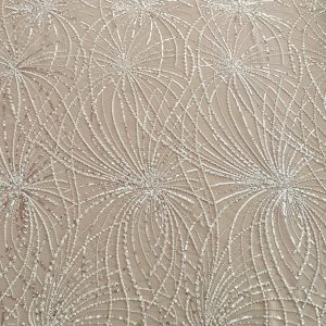 Dantela Couture Ivory cu Model Geometric, cu Perle, Margele si Paiete