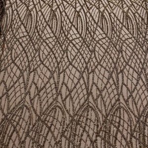 Dantela Couture Auriu Antic cu Model Liniar, cu Margele si Paiete