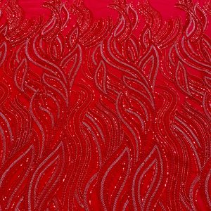 Dantela Couture Rosie cu Model Liniar, cu Margele si Paiete