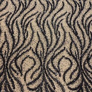 Dantela Couture Neagra cu Perle, Margele si Paiete