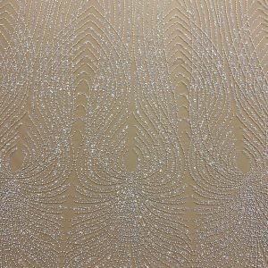 Dantela Couture Ivory cu Tulle Nude cu Panou, cu Perle, Margele si Paiete