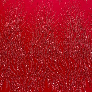 Dantela Couture Rosie cu Siraguri, cu Margele si Paiete