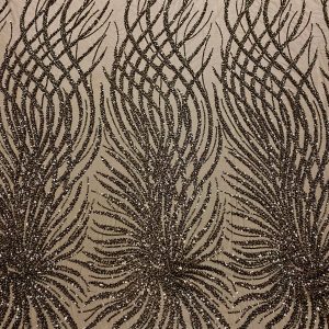 Dantela Couture Auriu Antic cu Model Geometric, cu Margele si Paiete