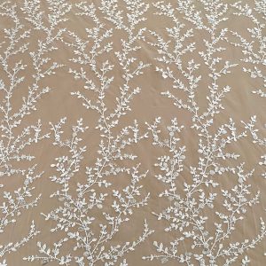 Dantela Couture Ivory cu Model Floral, cu Margele si Paiete