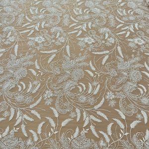 Dantela Ivory cu Model Floral, cu Perle, Margele si Paiete