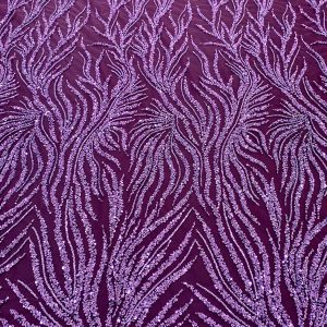 Dantela Couture Mov Inchis cu Siraguri, cu Margele si Paiete