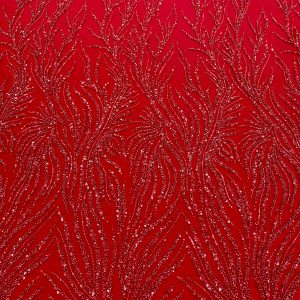 Dantela Couture Rosie cu Siraguri, cu Margele si Paiete