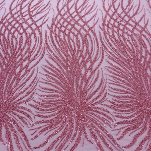 Dantela Couture Roz cu Siraguri, cu Margele si Paiete