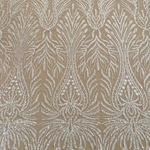 Dantela Couture Ivory cu Model Geometric, cu Margele si Paiete