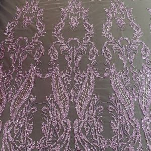 Dantela Couture Pudra cu Model Geometric, cu Margele si Paiete