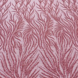 Dantela Couture Roz cu Siraguri, cu Margele si Paiete