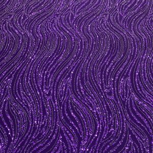 Dantela Couture Mov Inchis cu Model Liniar, cu Margele si Paiete