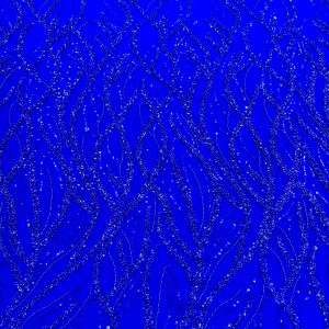 Dantela Couture Albastru Royal cu Siraguri, cu Margele si Paiete