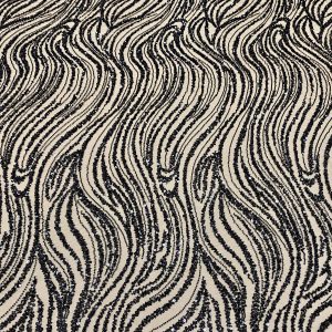 Dantela Couture Neagra cu Model Liniar, cu Margele si Paiete