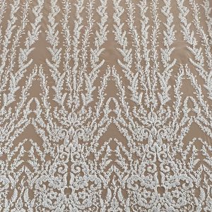 Dantela Couture Ivory cu Model Geometric, cu Margele si Paiete