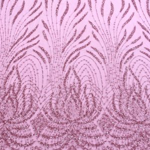 Dantela Couture Roz cu Panou, cu Perle, Margele si Paiete