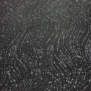 Dantela Couture Gri Antracit cu Model Liniar, cu Margele si Paiete