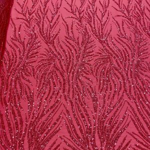 Dantela Couture Roz Coral cu Siraguri, cu Margele si Paiete