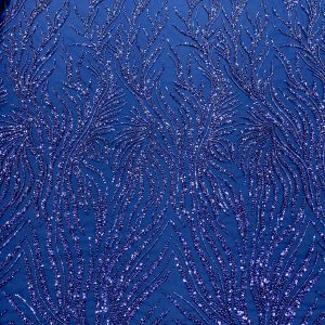 Dantela Couture Bleumarin cu Siraguri, cu Margele si Paiete