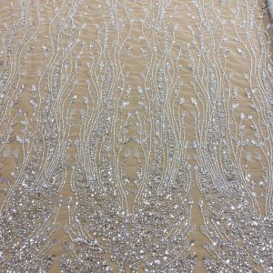 Dantela Couture Diamond Model Geometric, cu Perle, Margele si Paiete