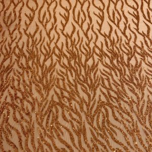 Dantela Couture Portocalie cu Siraguri, Margele si Paiete